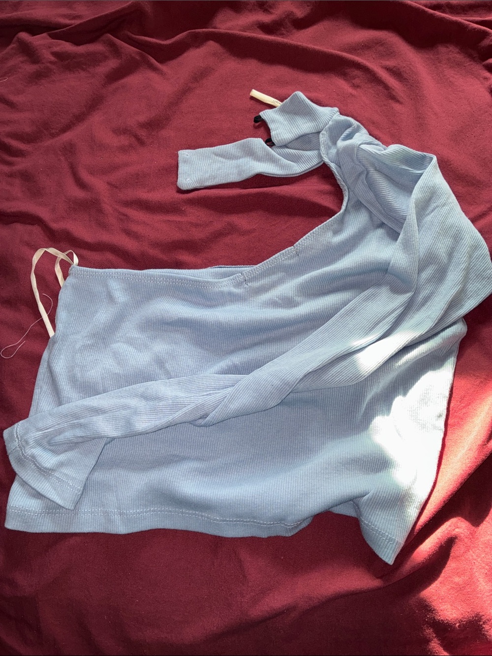 Light Blue Women’s Ribbed Off-Shoulder Sweater